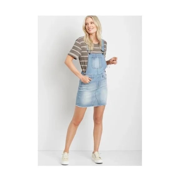 |•KANCAN•| Denim Overalls Skirt/Romper Stretch Size Medium - Picture 2 of 12